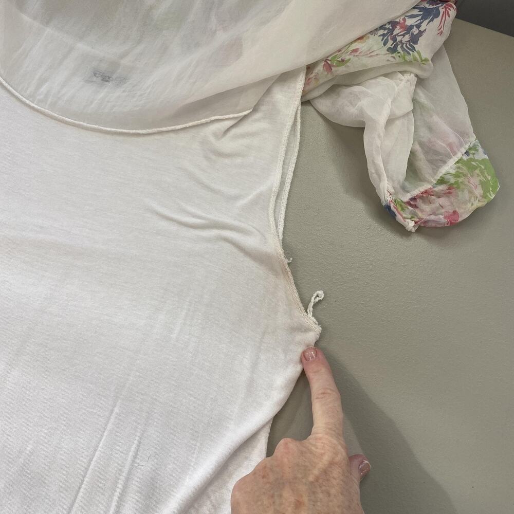Elena Baldi Silk Kimono Top Women Medium White Floral Watercolor Italy Lagenlook - Picture 7 of 12